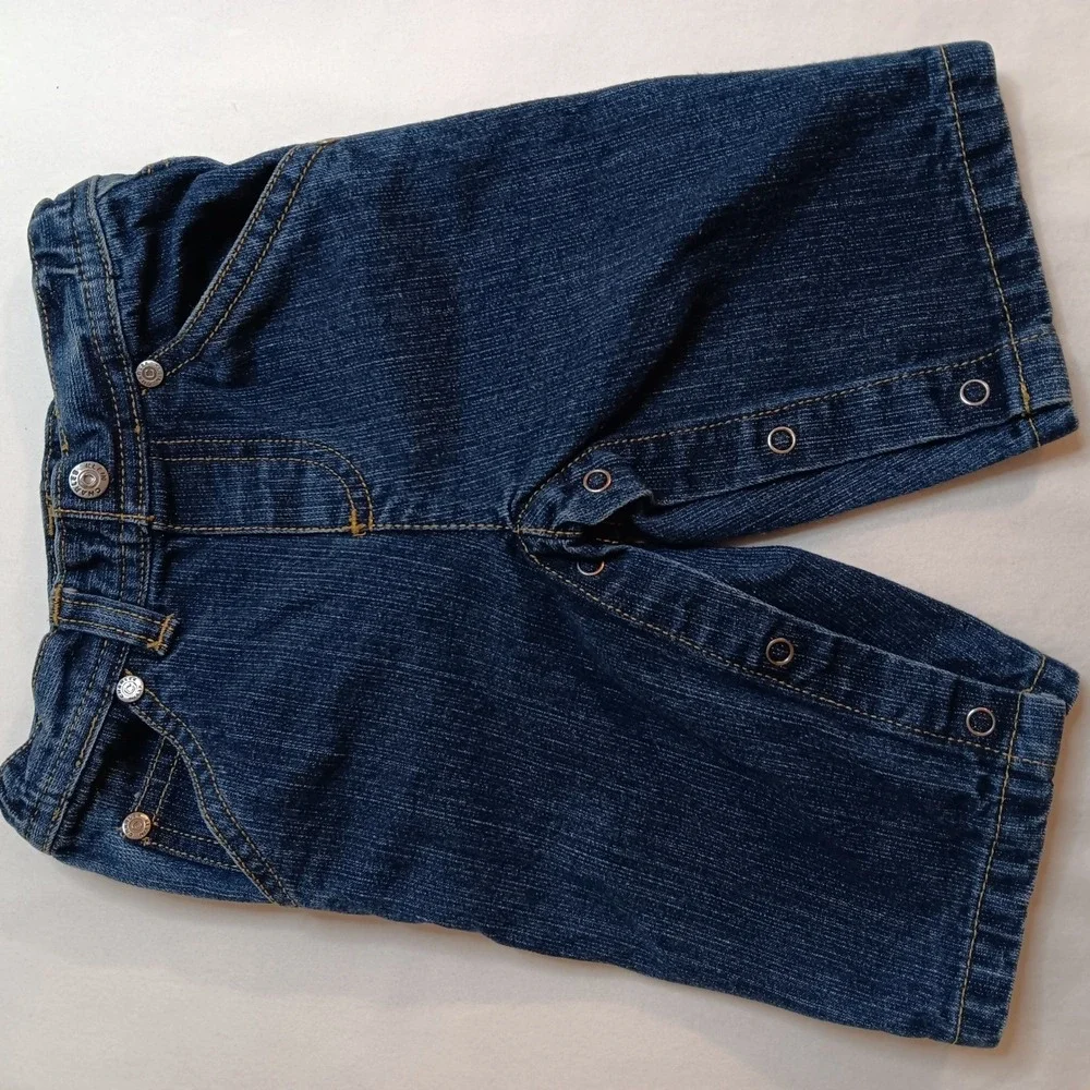 Charles‎ Klein Baby Denim  Shorts Dark Wash Snap Button Detail